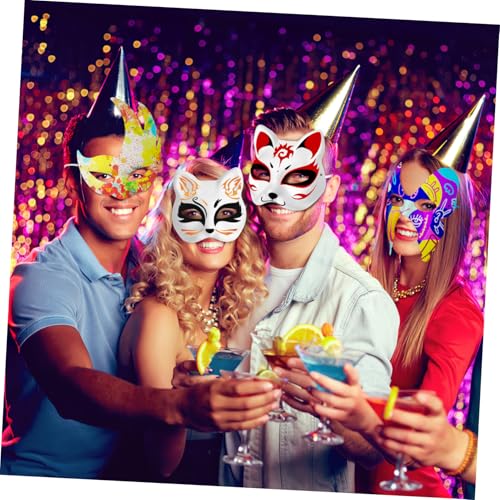 GALPADA 12 Stück Teiliges Katzenmasken Stabilem Papier Leere Weiße Masken mit Feinen Details Bemalen und Basteln Leicht und Komfortabel für Halloween Kostümparty und Cosplay von GALPADA