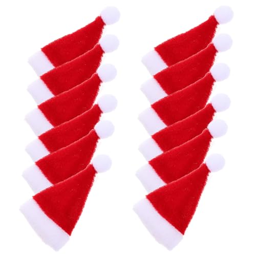 GALPADA 12 Stück Teiliges Mini Weihnachtsmützen Wiederverwendbar Lollipop Candy Caps Flaschen Dekoration Nikolausmütze für Xmas Party und DIY Weihnachtsdeko von GALPADA