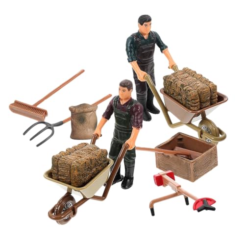 GALPADA 12 Stück Teiliges Miniatur Bauernhof Zubehör mit Realistischen Bauern und Schubkarre Leichte Kunststofffiguren für Micro Landschaft Mini Garten und Dekoration GALPADA 12 Stück Teiliges Miniatur Bauernhof Zubehör mit Realistischen Bauern und Schubkarre Leichte Kunststofffiguren für Micro Landschaft Mini Garten und Dekoration von GALPADA