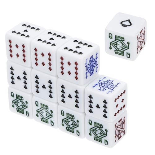 GALPADA 12 Stück Teiliges Pokerwürfel Set Weiße Acrylwürfel Robust Tragbar Partyspiel Zubehör für Kartenspiele und Brettspiele Leicht und Langlebig für Unterwegs und Gesellige Runden von GALPADA