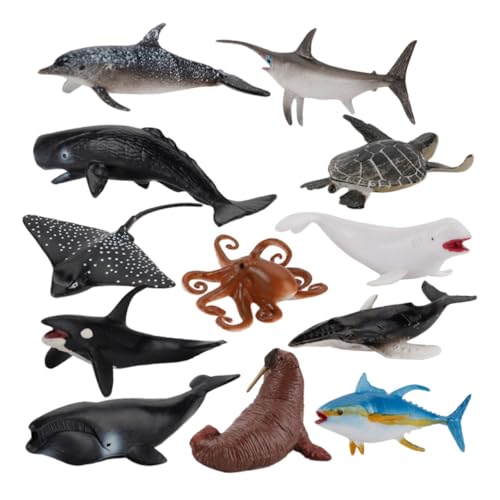 GALPADA 12 Stück Teiliges Realistische Meerestier Modelle aus Hochwertigem Material Lebensechte Sandtisch Dekoration für Pädagogisches und Frühe Naturerziehung Langlebig und Farbecht von GALPADA