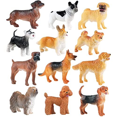 GALPADA 12 Stück Teiliges Set Realistischer Hunde Figuren aus Harz für Dekoration und Lernspielzeug für Frühe Entwicklung für Junge Mädchen von GALPADA