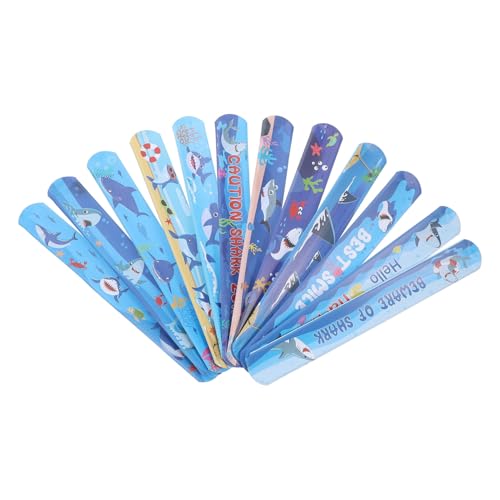 GALPADA 12 Stück Teiliges Shark Slap Armband für Flexible Schnapparmbänder Leichte Farbenfrohe Motive Sicher mit Abgerundeten Kanten für Sommerparty und Kinderspaß von GALPADA