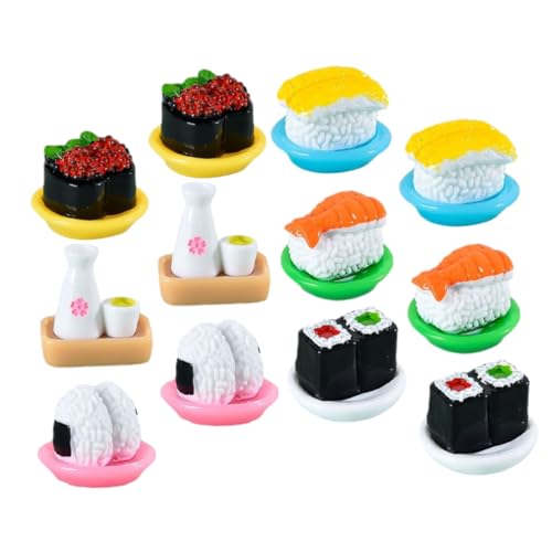 GALPADA 12 Stück Teiliges Sushi Modell aus Stabilem Harz Realistische Japanische Sashimi Miniatur Dekoratives Food Display für Schreibtisch Fotorequisit und Raumgestaltung von GALPADA
