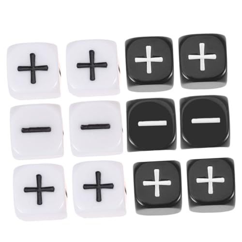 GALPADA 12 Stück Teiliges Würfelspiel Minus Pluszeichen Große Acrylwürfel in Schwarz und Weiß Langlebig Lesbar für Party Brettspiele und Geeignet von GALPADA