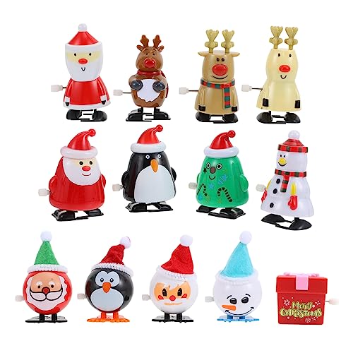 GALPADA 13 Stück Teiliges Mini Aufziehspielzeug Set Weihnachtsmann Cartoon Design Handliche Xmas Wind Up Toys für Fördert Fantasie und Hand Auge Koordination Deko von GALPADA