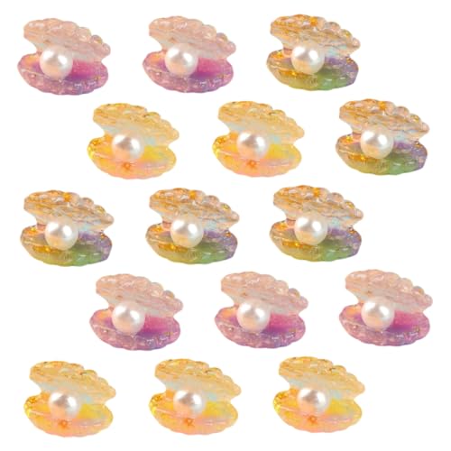 GALPADA 15 Stück Teiliges Leuchtende Muscheln mit Perlen Resin Bastelset für DIY Schmuck Kleine Schmuck Muschelfiguren Mehrfarbige Nachtlicht Dekoration für Garten Aquarium Party von GALPADA