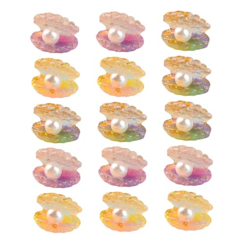 GALPADA 16 Stück Teiliges Leuchtende Muscheln mit Perlen Harz Dekorationen für DIY Schmuck Handgemachte Bastelperlen Bunte Nachtlicht Ornamente für Armbänder und Kreative Geschenke von GALPADA