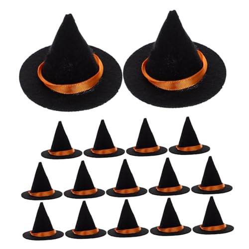 GALPADA 16 Stück Teiliges Mini Filz Hexenhüte Schwarz Flaschenverschlüsse Staubschutz Halloween Partydeko DIY Basteln Kompakt Langlebig Formstabil von GALPADA