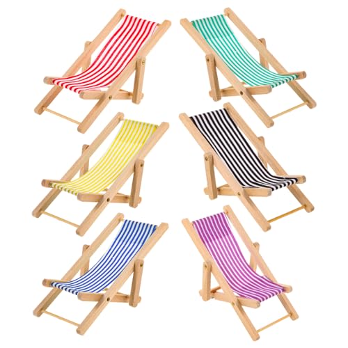 GALPADA 18 Stck. Teiliges Faltbarer Mini Strand Liegestühle Puppenhaus Deko Micro Landschaftsmodell Bunte Miniatur Lounge Stühle für Kinderzimmer und Bastelprojekte von GALPADA