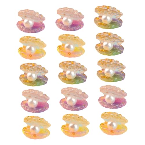 GALPADA 18 Stück Teiliges Muschel Deko mit Leuchtenden Perlen Resin Figuren Nachtleuchtfarbe Kompakt und Robust für Garten Aquarium Balkon und DIY Verzierung von GALPADA