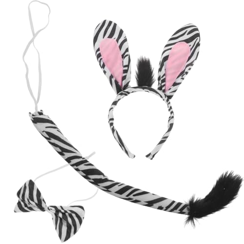 GALPADA 1Set Zebra Kostüm Set mit dekorativem Haarreif, Fliege und Schwanz für Halloween Geburtstagsfeiern und Themenveranstaltungen Lustiges Tierohren Zubehör für Erwachsene GALPADA 1Set Zebra Kostüm Set mit dekorativem Haarreif, Fliege und Schwanz für Halloween Geburtstagsfeiern und Themenveranstaltungen Lustiges Tierohren Zubehör für Erwachsene von GALPADA