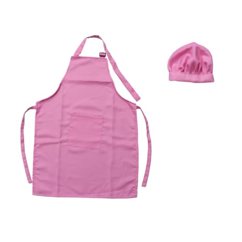 GALPADA 2 STÜCK Kochschürze und Mütze Set Großes Dickes Strapazierfähiges Material Verstellbar für Jahre zum Backen Malen Kochen Basteln und Dekorationsparty Rosa von GALPADA