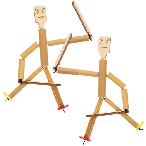 GALPADA 2 Sätze Bambus Puppen Bausatz DIY Holzfiguren Desktop Kampfspielzeug Handliche Spielzeugfiguren für Fördert Hand Auge Koordination und Gemeinsames von GALPADA
