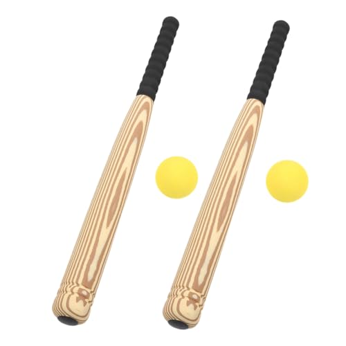 GALPADA 2 Sätze Eva Baseballschläger Set für Leichtes Sportspielzeug für Drinnen und Draußen Ergonomisches Design Fördert Hand Augen Koordination und Motorische Fähigkeiten Holzoptik von GALPADA
