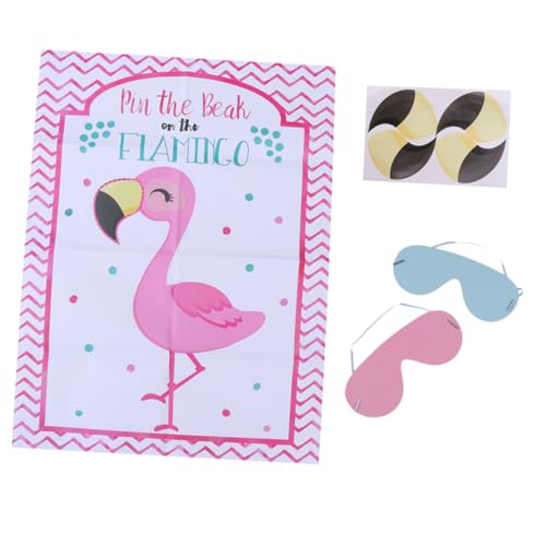 GALPADA 2 Sätze Flamingo Partyspiel Aufkleber Pin The Beak Spiel mit Augenmaske Flamingo Themen Poster für Geburtstag und Klassenzimmer Dekoration von GALPADA