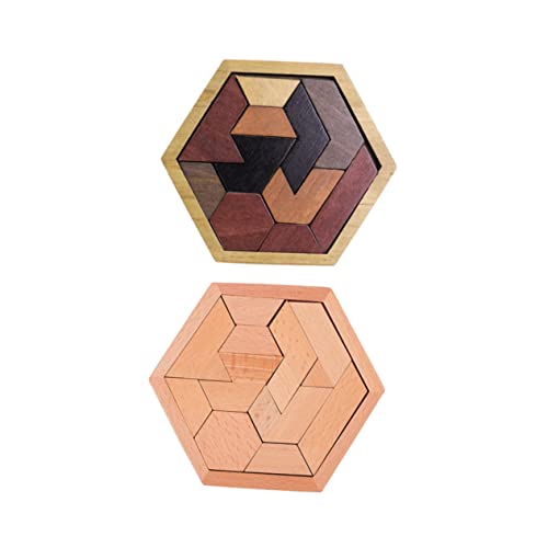 GALPADA 2 Sätze Hexagon Holzpuzzle Buntes Kreatives Lernspielzeug für Farb Formenerkennung Sowie Räumlicher Vorstellungskraft DIY Steckspielzeug aus Holz von GALPADA