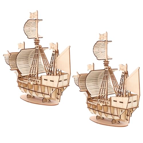 GALPADA 2 Sätze Holzpuzzle Segelboot DIY Bausatz für Erwachsene Vorgefertigte Teile Kindersicher Kreatives Lernspielzeug und Dekoratives Modell von GALPADA