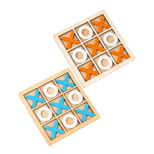 GALPADA 2 Sätze Holzschachspiel für Pädagogisches Lernspiel aus Robustem Holz Tragbares und Leichtes Schachbrett in Orange Blau Denk Konzentrationstraining als Partygeschenk von GALPADA
