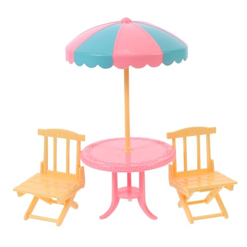 GALPADA 2 Sätze Mini Strandstuhl Teiliges Puppenhaus Zubehör mit Sonnenschirm Dekorative Miniatur Strandmöbel für Puppen für Fantasievolles Spiel und Mikro von GALPADA
