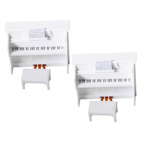 GALPADA 2 Sätze Miniatur Aufrechter Klavier und Hocker Detailgetreues Puppenhaus Musikinstrument Tragbares Kompaktes für Kreative Rollenspiele und Fotoszenen Kindgerechtes Mini Möbel von GALPADA