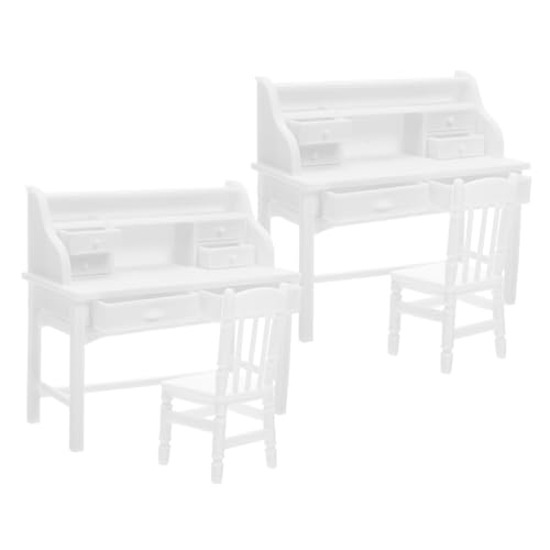 GALPADA 2 Sätze Miniatur Puppenhaus Möbel mit Weißem Schreibtisch und Stühlen Öffnende Schubladen Detailreiches Design für Kreatives Rollenspiel und Soziale Entwicklung bei Kindern GALPADA 2 Sätze Miniatur Puppenhaus Möbel mit Weißem Schreibtisch und Stühlen Öffnende Schubladen Detailreiches Design für Kreatives Rollenspiel und Soziale Entwicklung bei Kindern von GALPADA