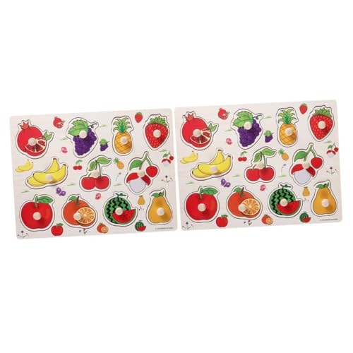 GALPADA 2 Sätze Obst Jigsaw Puzzle Lernspielzeug Pädagogisches Steckpuzzle für Kleinkinder Fördert Denkvermögen Beobachtung und Ausdauer Leichtes Material für Jungen und Mädchen Ab Jahren von GALPADA