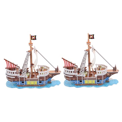 GALPADA 2 Sätze Puzzle Segelboot Bausatz Papiermodell Piratenschiff Lernspielzeug für Jahre Hand Auge koordination Pädagogisch Spielerisch von GALPADA