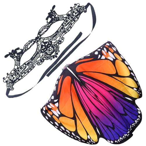 GALPADA 2 Sätze Schmetterlingsschal Schal Flügel Schal Make-up-Zubehör Masken Spitzenmaske für Erwachsene Umhang mit weiblichen Schmetterlingen empfindlich bilden Mantel Gesichtsmaske von GALPADA