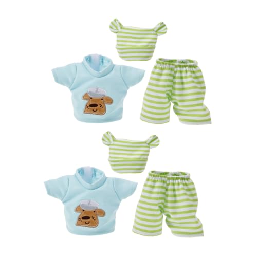 GALPADA 2 Satz Puppenkleidung Gestreifte Baumwolle Outfits mit Hut Leichtes Spielzeugkleidungsset für Rollenspiele Kreative Verkleidung für Unterwegs und Puppenhäuser von GALPADA