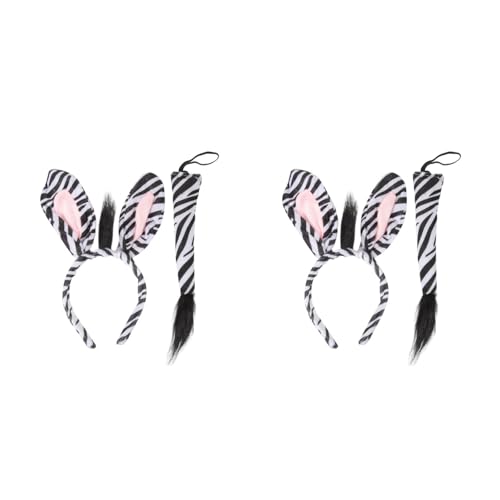 GALPADA 2 Sets Lustige Festival Party Haarige Zebra Ohren Stirnband und Set, Tier-Haaraccessoires für Dschungel Kostüm, Maskerade Partybedarf GALPADA 2 Sets Lustige Festival Party Haarige Zebra Ohren Stirnband und Set, Tier-Haaraccessoires für Dschungel Kostüm, Maskerade Partybedarf von GALPADA