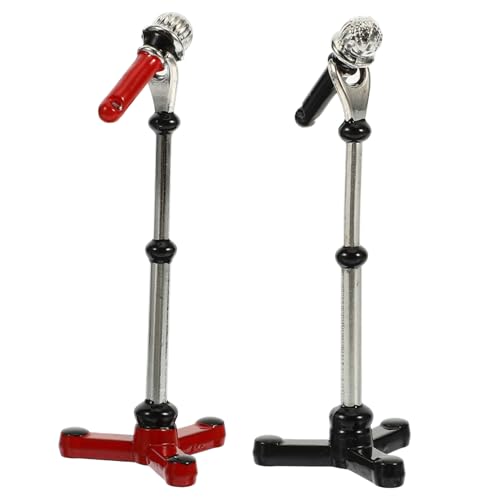 GALPADA 2 Sets Mini Mikrofon Miniatur Puppenhaus Mikrofone Figur Mit Mikrofon Klein Rosa Gaming Mini Zubehör Miniatur Mikrofon Puppenhaus Puppen Legierung von GALPADA