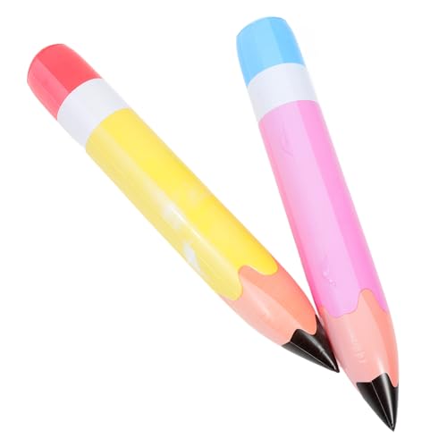 GALPADA 2 Stück Aufblasbare Buntstift Deko PVC Gelb und Aufblasbare Partydeko für Schulgeburtstage Kinderpartys und Schülergeschenke Bunte Lustige Requisite von GALPADA