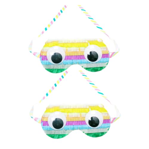 GALPADA 2 Stück Bunte Papier Piñata Augenmasken für Kindergeburtstag Partyspiel Partyzubehör Dekorative Kostüm Masken für Mädchen Foto Requisiten und Cosplay Accessoires von GALPADA