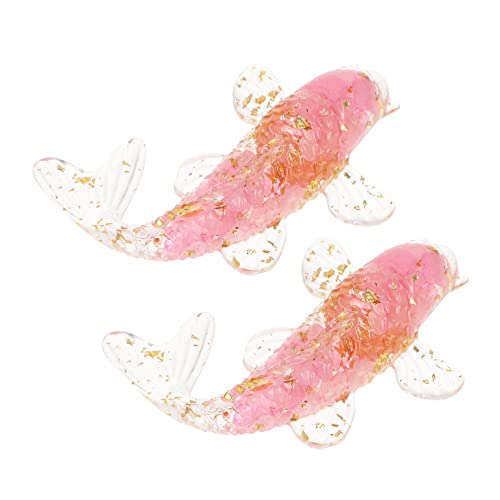 GALPADA 2 Stück Crystal Koi Ornamente für Aquariumdekor Schwebend Vielseitig drinnen Schreibtisch Dekoration bescherung Weihnachten Fischfigur aus Kristall Kristallfigur Harz-Leim Rosa von GALPADA