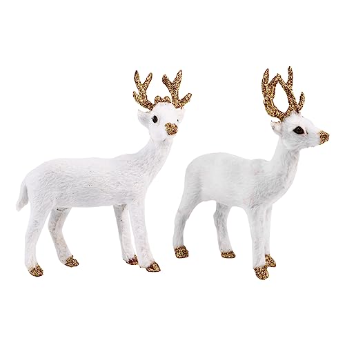 GALPADA 2 Stück Dekoratives Hirsch Ornament aus Plüsch Realistische Tierfiguren für Schreibtisch Dekoration Kinderzimmer Fotografie Heimdeko Teilige Kollektion von GALPADA