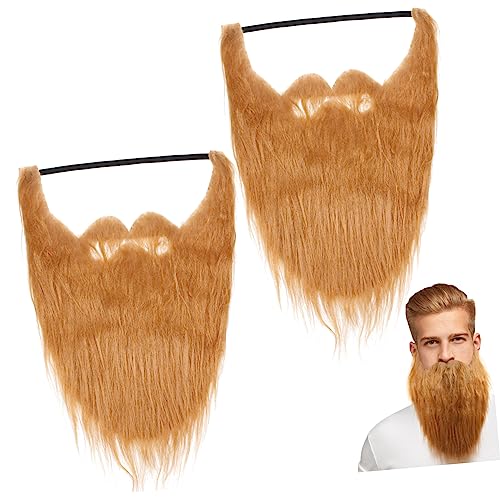 GALPADA 2 Stück Falsche Bartmaske Schnurrbart-Partyzubehör Halloween-Gesichtsbehandlung Halloween-Fälschung buschig Partygeschenke für Erwachsene -Bartkostüm Lange Wolle Orange von GALPADA