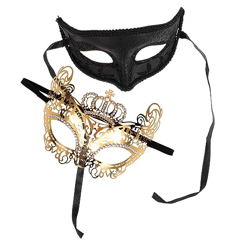 GALPADA 2 Stück Goldene Masquerade Masken Set Teilig Metall Augenmasken für Halloween Cosplay Party Verkleidung Bühnenauftritt GALPADA 2 Stück Goldene Masquerade Masken Set Teilig Metall Augenmasken für Halloween Cosplay Party Verkleidung Bühnenauftritt von GALPADA