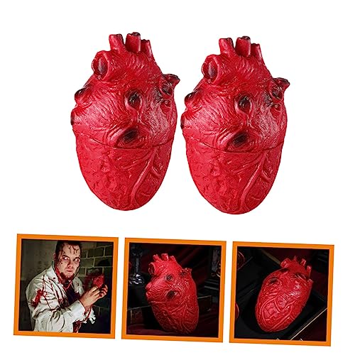GALPADA 2 Stück Halloween Deko Teiliges Realistische Vinyl Herz Requisiten für Gruselige Partydekorationen Leicht Langlebig Unheimliche Organe für Horror Halloween Haus und von GALPADA
