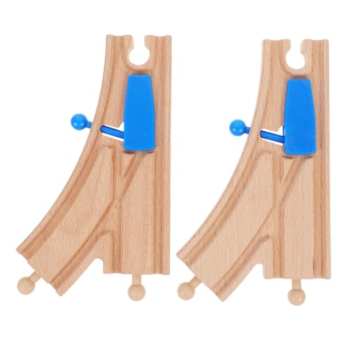 GALPADA 2 Stück Holzeisenbahn Weiche Set Holzgleis Zubehör für Motorische Entwicklung Fördernd Flexible Gleise Kompatibel mit Großen Marken Spielspaß und Lernspielzeug von GALPADA