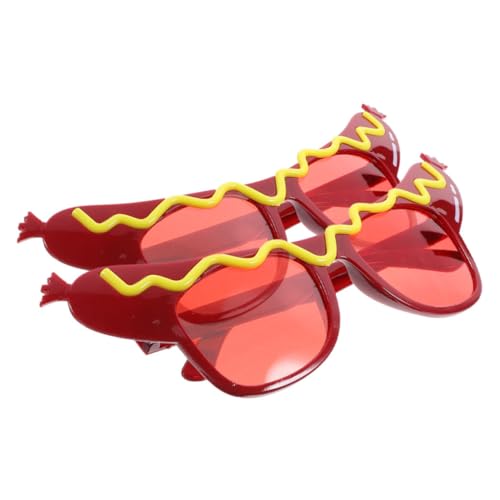 GALPADA 2 Stück Hot Dog Partybrillen Lustige Pflegeleichte Sonnenbrillen mit Einzigartigem Hot Dog Design für Erwachsene Geeignet für Halloween Neujahr Strand und Themenpartys von GALPADA