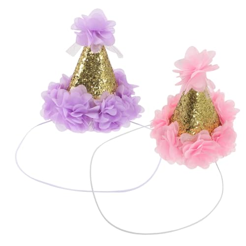 GALPADA 2 Stück Kindergeburtstagsparty Hüte Glitzer Kegelhüte mit Blumenmuster Wiederverwendbar Bequem für Geburtstag Mädchen Partyzubehör in Rosa und GALPADA 2 Stück Kindergeburtstagsparty Hüte Glitzer Kegelhüte mit Blumenmuster Wiederverwendbar Bequem für Geburtstag Mädchen Partyzubehör in Rosa und von GALPADA