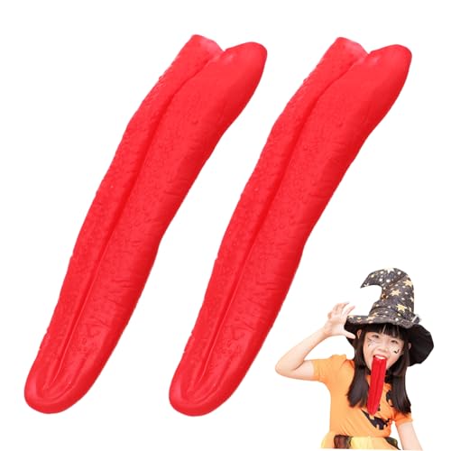GALPADA 2 Stück Lange Zungen Requisiten Zunge Halloween Cosplay Zungen Requisite Schreckliche Party Tricks Streich Requisiten Dekorationen Mundprodukte Gruselig Realistisch von GALPADA