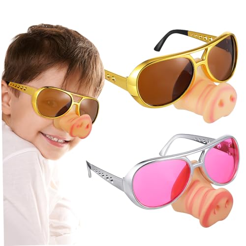 GALPADA 2 Stück Lustige Schweinenase Brille aus Weichem Kunststoff für Bequeme Partybrille in Gold und Geeignet für Halloween Geburtstagsfeiern und Cosplay Events von GALPADA