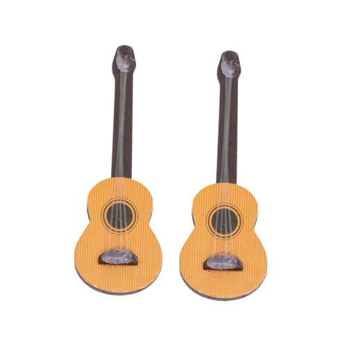 GALPADA 2 Stück Mini Holzgitarre Handgefertigtes Desktop Ornament aus Langlebigem Geruchlosem Holz Detailreiches Miniatur Gitarrenmodell für Puppenhaus Schreibtischdekoration Geschenkidee von GALPADA