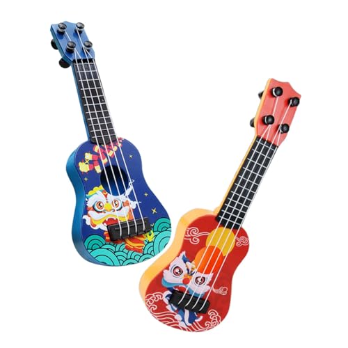 GALPADA 2 Stück Mini Ukulele Cartoon Gitarre Lerninstrument für Anfänger Sichere Glatte Oberfläche für Frühe Musikbildung und Bühnenrequisiten Rot und Blau von GALPADA