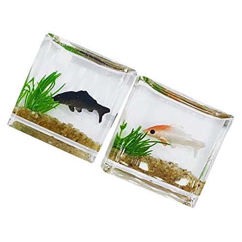 GALPADA 2 Stück Miniatur Fischglas Deko für Puppenhaus Lebensechte Mini Fischschale Kleines Aquarium Modell für Mini Haus Dekoration Zufällige Farbe Zufällige Farbe von GALPADA