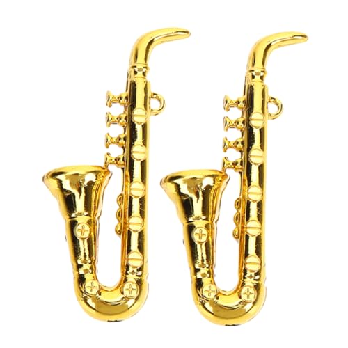 GALPADA 2 Stück Miniatur Saxophon Puppenhaus Zubehör Detailgetreues Musikinstrument Ornament Leichtes Mini Instrument Modell für und Dekoration von GALPADA