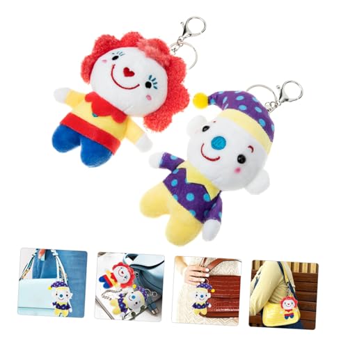 GALPADA 2 Stück Niedliche Plüsch Clown Schlüsselanhänger Weiche Stoffpuppe als Rucksackanhänger Langlebige Deko für Tasche und Schlüssel Perfektes für Geburtstag und Weihnachten von GALPADA