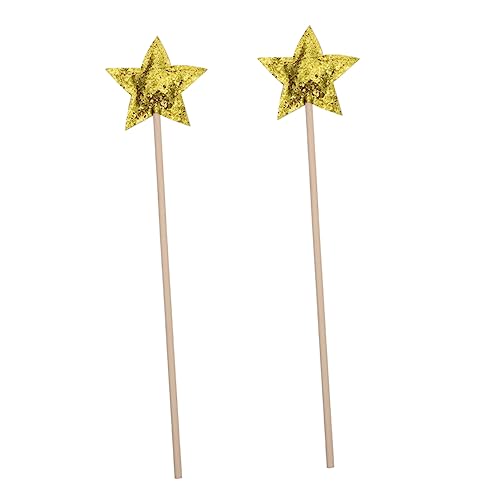 GALPADA 2 Stück Pentagramm Feenstab Engel Mädchenspielzeug Goldener Stern Zauberstab Zubehör Sternstäbe Für Mädchen Party Feen Für Zauberstäbe Feenstab Prinzessinnenspielzeug von GALPADA